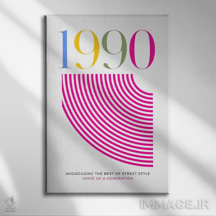 تابلو مینیمال پوستر نئونی دهه ۹۰ میلادی اثر پیج ترنر - نمای روبهرو روی دیوار