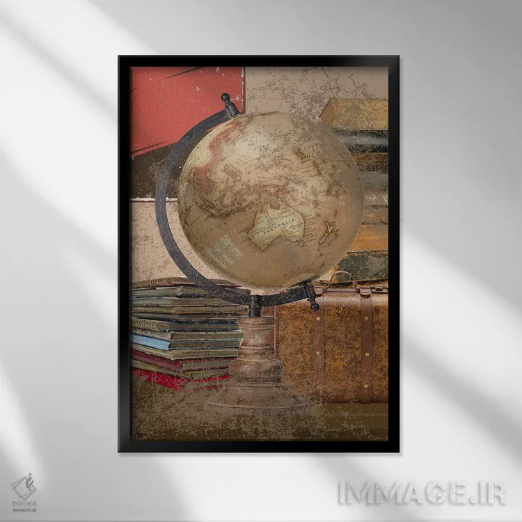 تابلو دکوراتیو کره اطلس سبک دارک آکادمیا اثر پیج ترنر - نمای قابدار مشکی