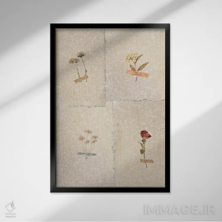 تابلو دکوراتیو مجموعه گل قدیمی اثر پیج ترنر - نمای قابدار مشکی