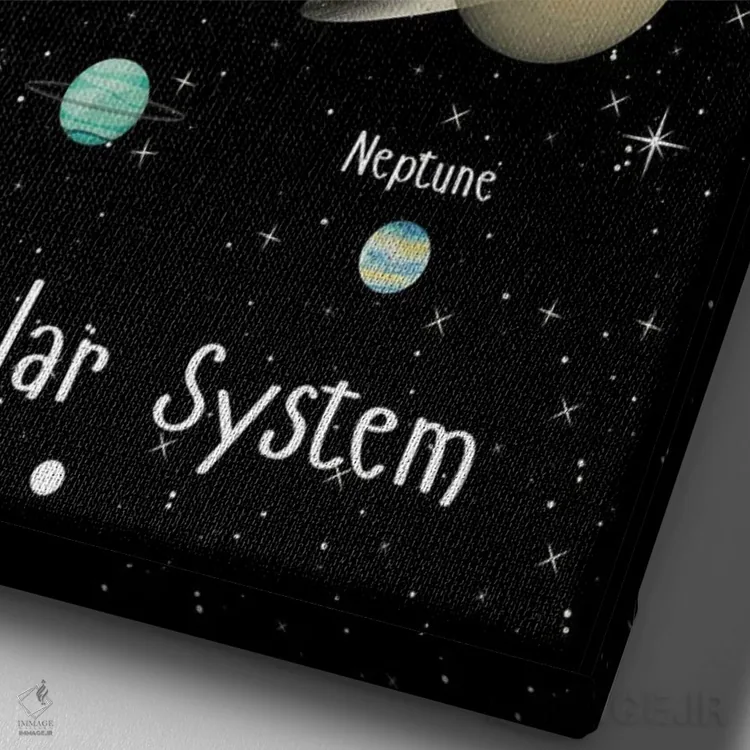 تابلو دکوراتیو راهنمای فضا و منظومه شمسی تا سیارات و خورشید اثر پیج ترنر - نمای نزدیک بافت بوم