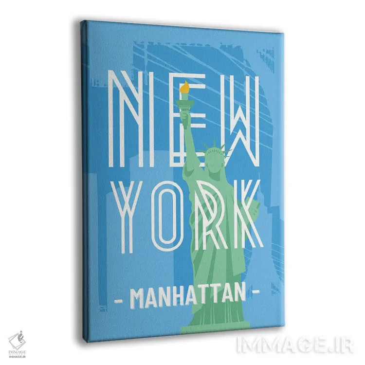 تابلو دکوراتیو نیویورک و منهتن با مجسمه آزادی درهم تنیده اثر پیج ترنر - نمای پرسپکتیو محصول