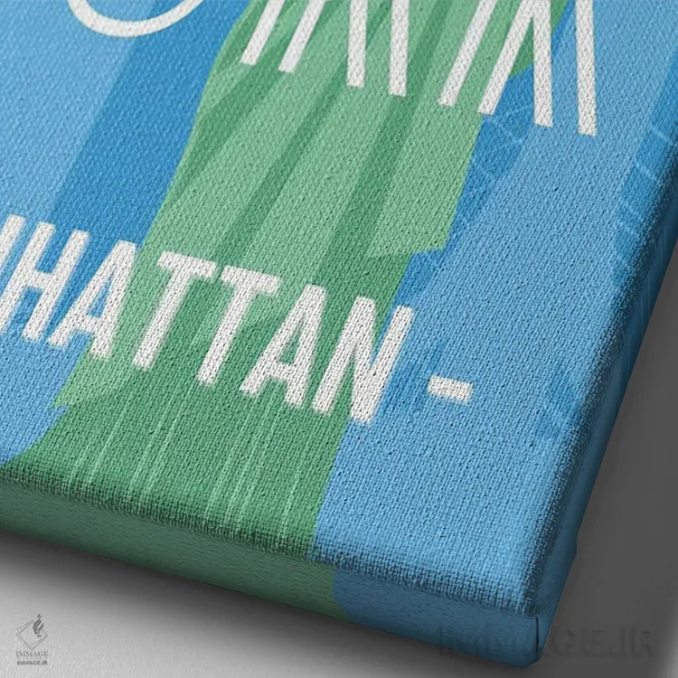 تابلو دکوراتیو نیویورک و منهتن با مجسمه آزادی درهم تنیده اثر پیج ترنر - نمای نزدیک بافت بوم