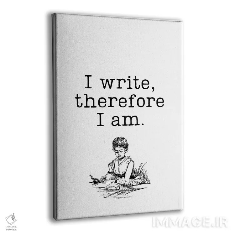 تابلو مینیمال می نویسم پس هستم اثر پیج ترنر - نمای پرسپکتیو محصول