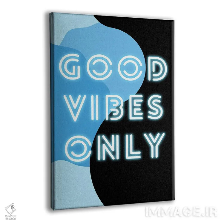 تابلو دکوراتیو "فقط انرژی مثبت نئونی" در آبی رترو اثر پیج ترنر - نمای پرسپکتیو محصول