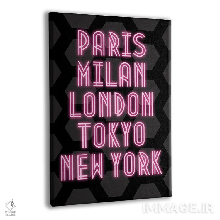 تابلو دکوراتیو شهرهای مد نئونی: پاریس، میلان، لندن، توکیو و نیویورک اثر پیج ترنر - نمای پرسپکتیو محصول