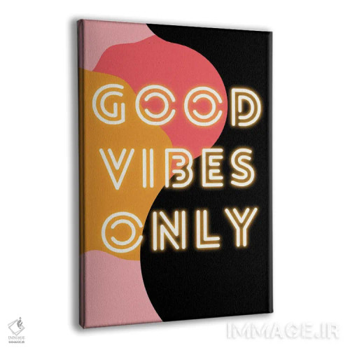 تابلو دکوراتیو "فقط انرژی مثبت نئونی" در صورتی رترو اثر پیج ترنر - نمای پرسپکتیو محصول