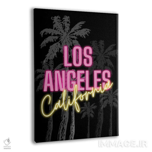 تابلو دکوراتیو طرح نئونی لس آنجلس کالیفرنیا بر روی پس زمینه نخل اثر پیج ترنر - نمای پرسپکتیو محصول