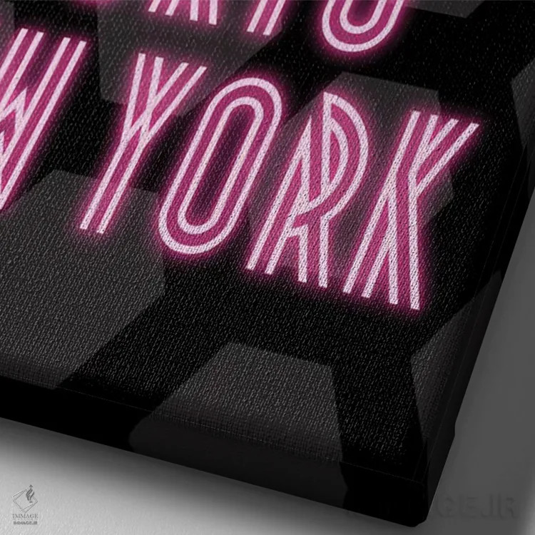 تابلو دکوراتیو شهرهای مد نئونی: پاریس، میلان، لندن، توکیو و نیویورک اثر پیج ترنر - نمای نزدیک بافت بوم