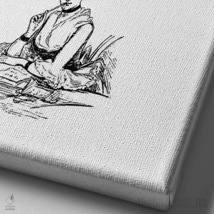 تابلو مینیمال می نویسم پس هستم اثر پیج ترنر - نمای نزدیک بافت بوم