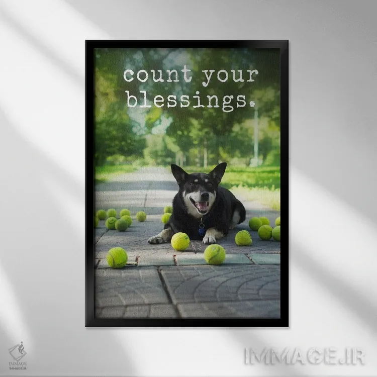 تابلو دکوراتیو برکت ها اثر داگ ایز گود اند کت ایز گود - نمای قابدار مشکی