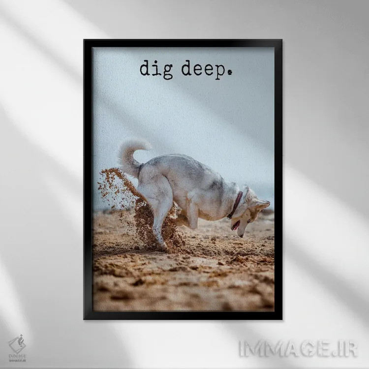 تابلو دکوراتیو عمیق عمل کن اثر داگ ایز گود اند کت ایز گود - نمای قابدار مشکی