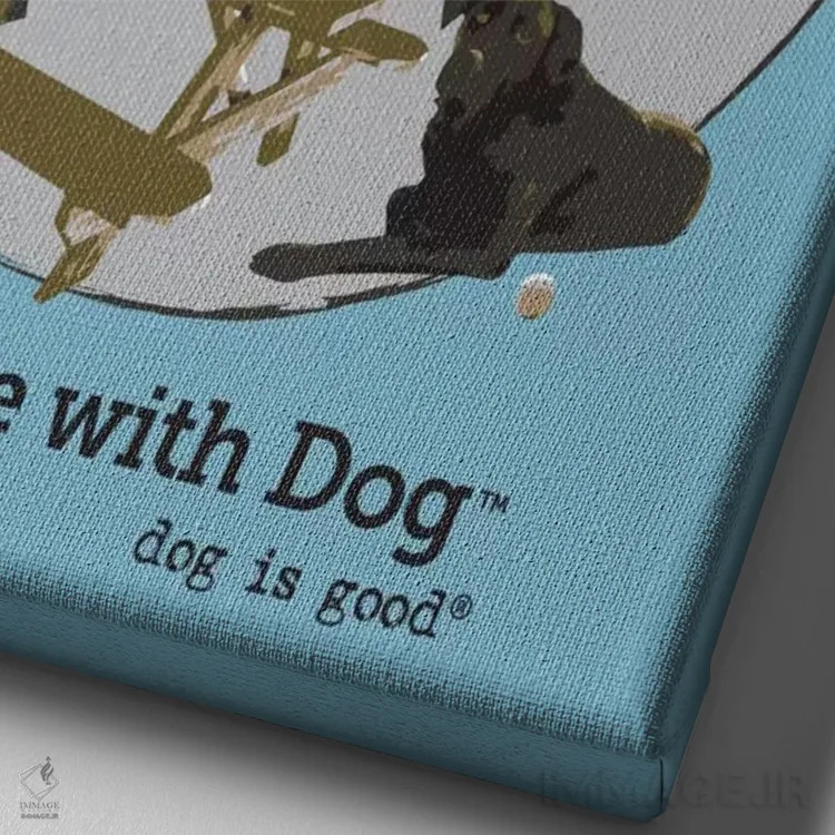 تابلو دکوراتیو سبک زندگی من با کاروان اثر داگ ایز گود اند کت ایز گود - نمای نزدیک بافت بوم