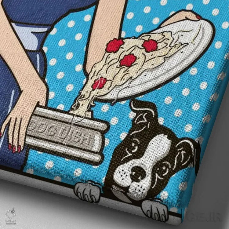 تابلو دکوراتیو سگ عاشق آشپزی است اثر داگ ایز گود اند کت ایز گود - نمای نزدیک بافت بوم