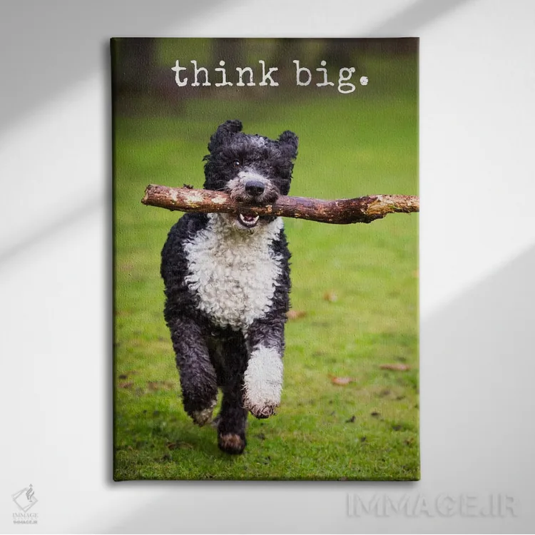 تابلو دکوراتیو بزرگ بیندیش اثر داگ ایز گود اند کت ایز گود - نمای روبهرو روی دیوار