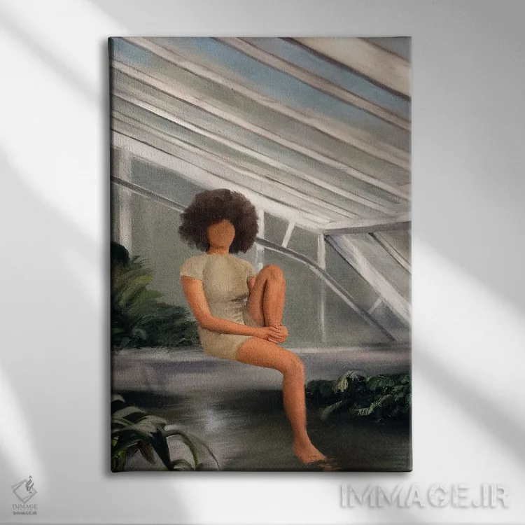 تابلو دکوراتیو استراحت در گلخانه اثر اندیله - نمای روبهرو روی دیوار