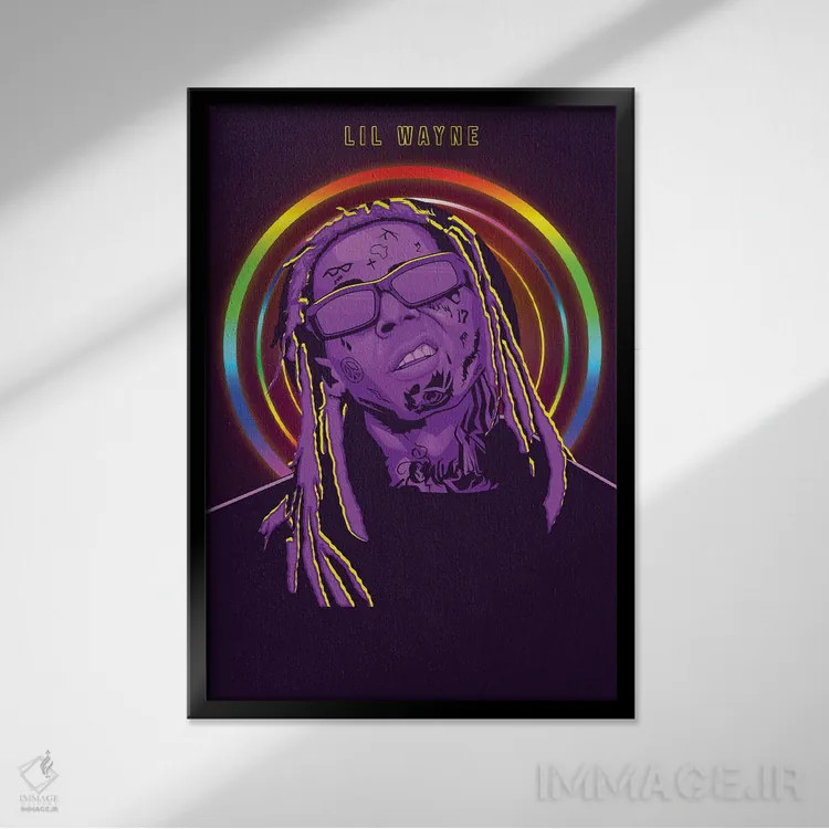 تابلو دکوراتیو لیل وین اثر رن دی - نمای قابدار مشکی