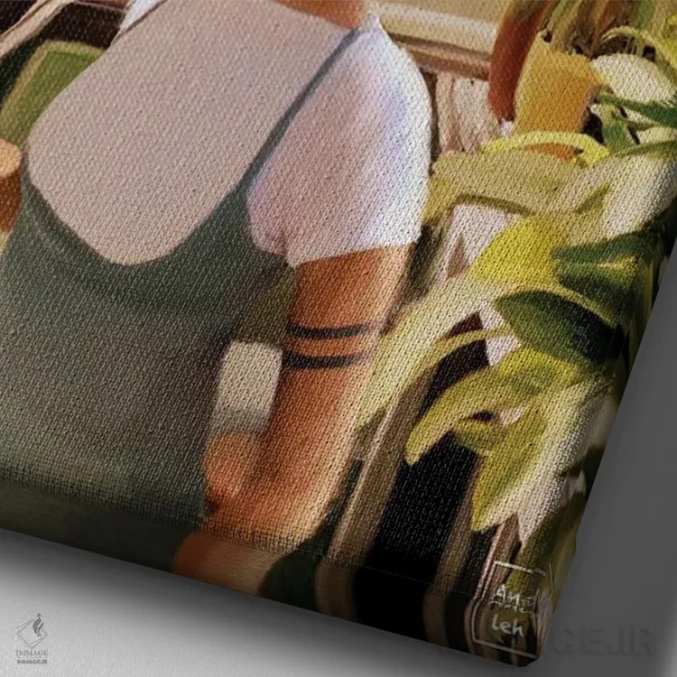 تابلو دکوراتیو لذت گلخانه اثر اندیله - نمای نزدیک بافت بوم