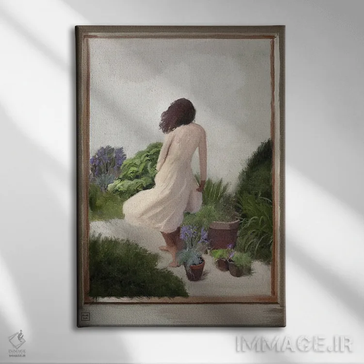 تابلو دکوراتیو لباس سفید اثر اندیله - نمای روبهرو روی دیوار