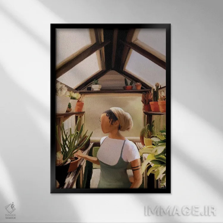 تابلو دکوراتیو لذت گلخانه اثر اندیله - نمای قابدار مشکی