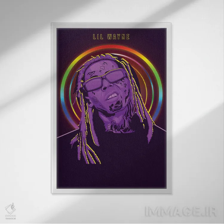 تابلو دکوراتیو لیل وین اثر رن دی - نمای قابدار سفید