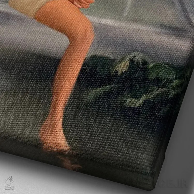 تابلو دکوراتیو استراحت در گلخانه اثر اندیله - نمای نزدیک بافت بوم