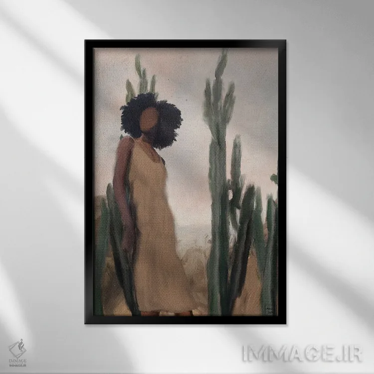تابلو دکوراتیو دختر صحرا اثر اندیله - نمای قابدار مشکی