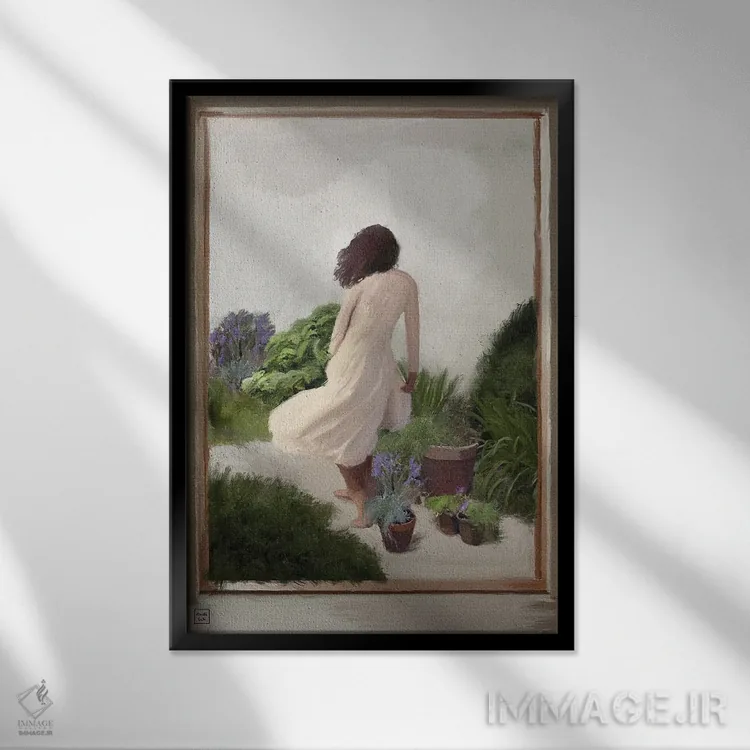 تابلو دکوراتیو لباس سفید اثر اندیله - نمای قابدار مشکی