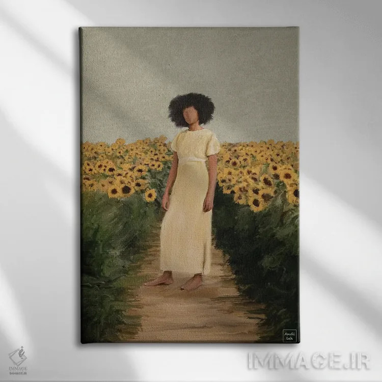 تابلو دکوراتیو دشت آفتابگردان اثر اندیله - نمای روبهرو روی دیوار