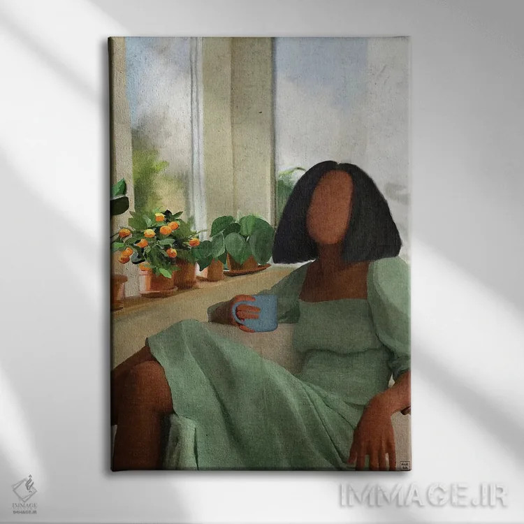 تابلو دکوراتیو لباس سبز اثر اندیله - نمای روبهرو روی دیوار