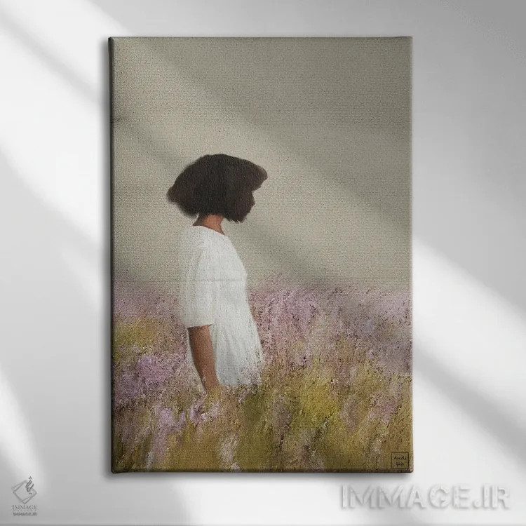 تابلو دکوراتیو دختر لاوندر اثر اندیله - نمای روبهرو روی دیوار