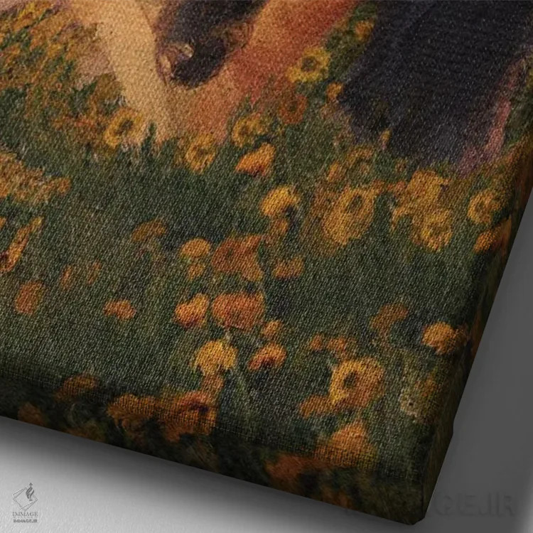 تابلو دکوراتیو باغ پرتقال اثر اندیله - نمای نزدیک بافت بوم