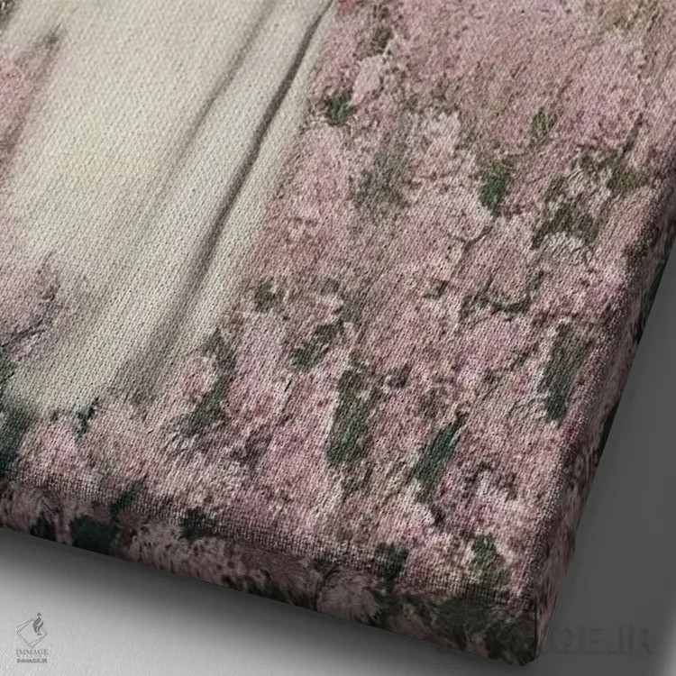 تابلو دکوراتیو باغ صورتی اثر اندیله - نمای نزدیک بافت بوم