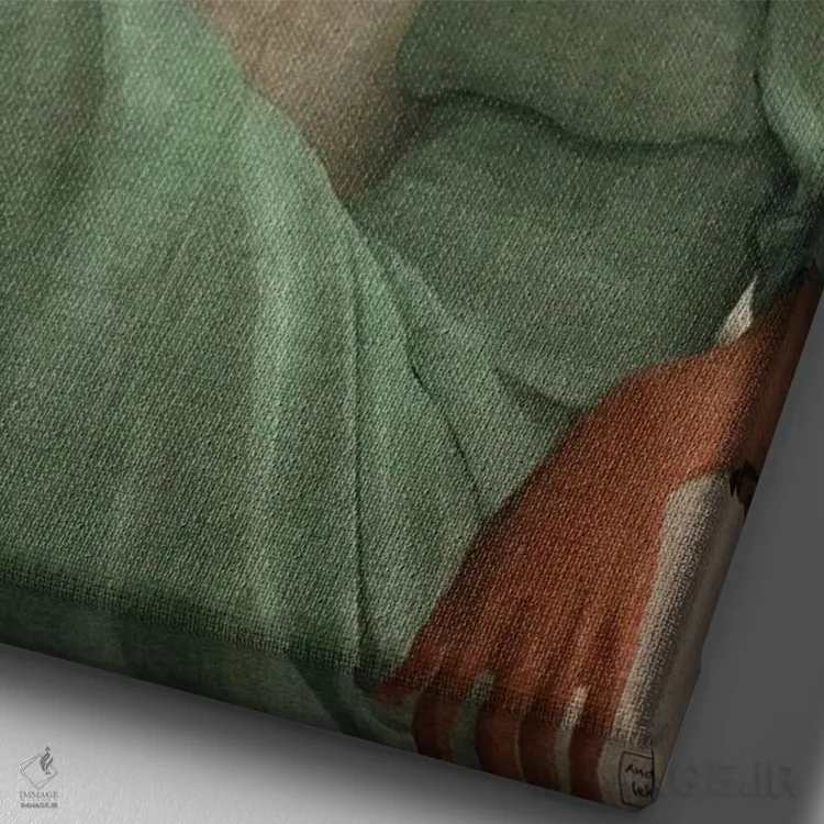 تابلو دکوراتیو لباس سبز اثر اندیله - نمای نزدیک بافت بوم