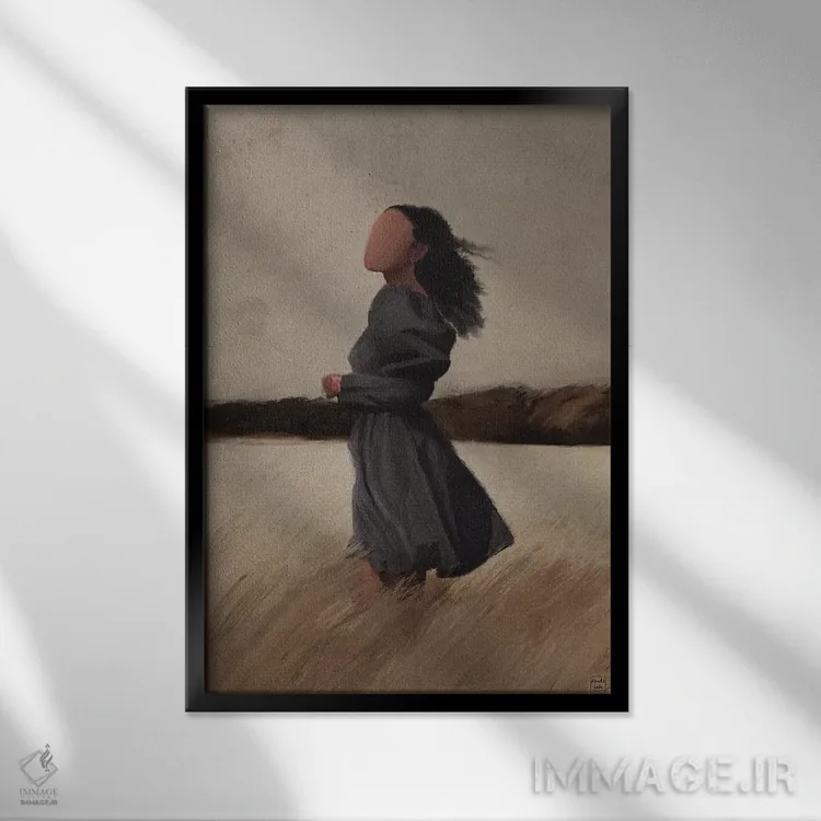 تابلو دکوراتیو در باد اثر اندیله - نمای قابدار مشکی