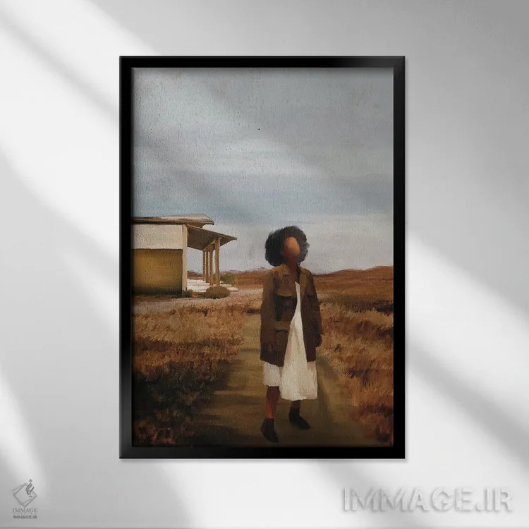 تابلو دکوراتیو در جستجوی هاو اثر اندیله - نمای قابدار مشکی