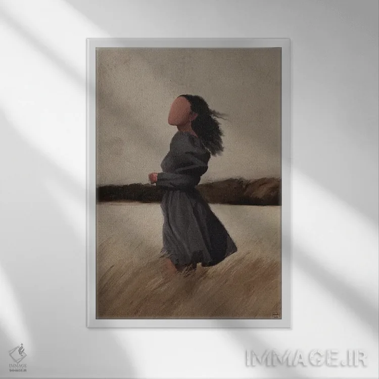 تابلو دکوراتیو در باد اثر اندیله - نمای قابدار سفید