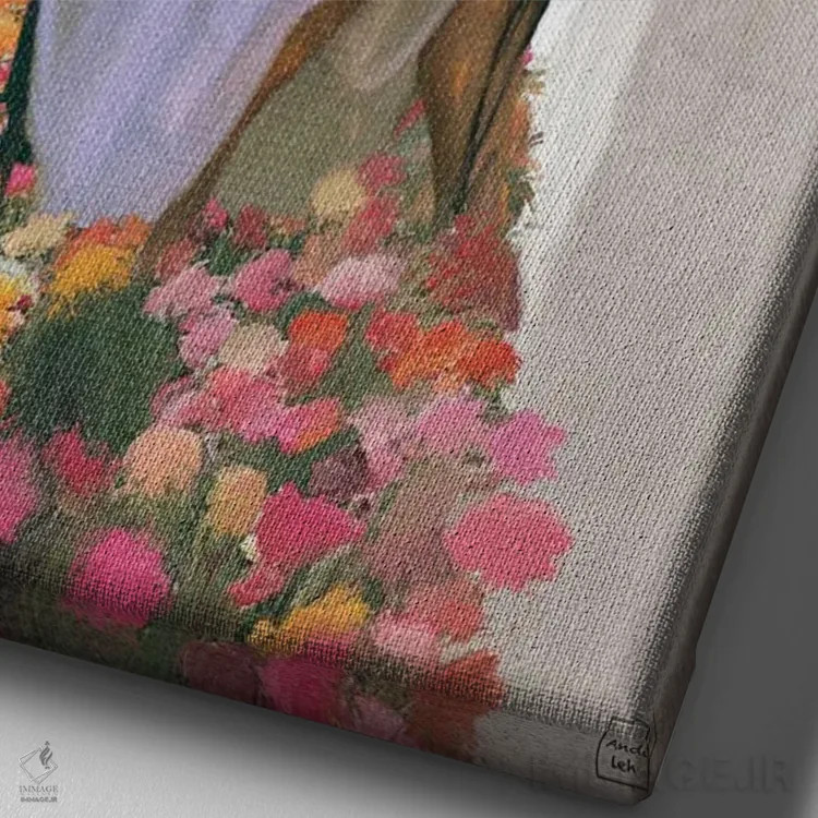 تابلو دکوراتیو آفتاب اثر اندیله - نمای نزدیک بافت بوم