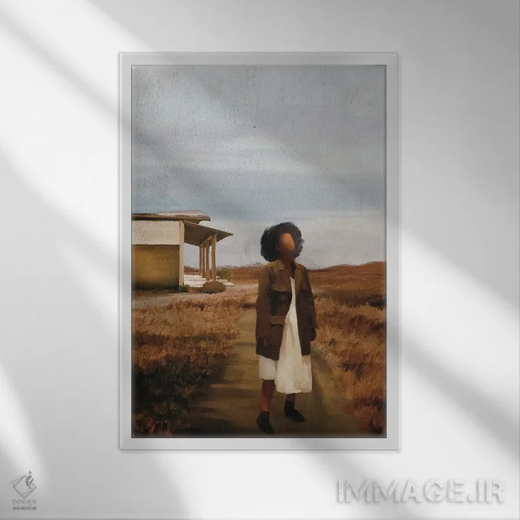 تابلو دکوراتیو در جستجوی هاو اثر اندیله - نمای قابدار سفید