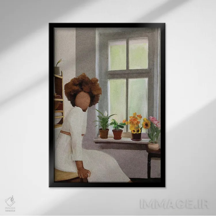 تابلو دکوراتیو تابستان اثر اندیله - نمای قابدار مشکی