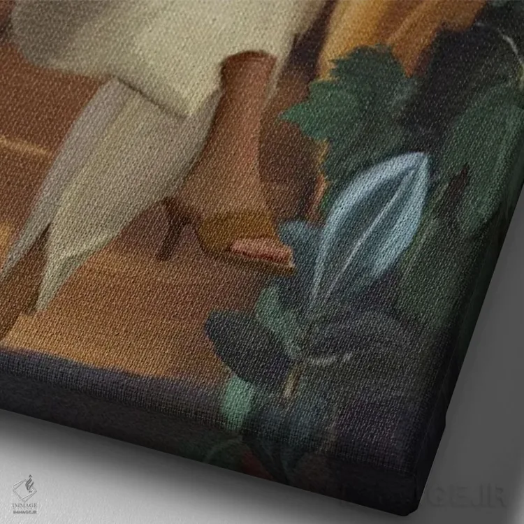 تابلو دکوراتیو مادر گیاه اثر اندیله - نمای نزدیک بافت بوم