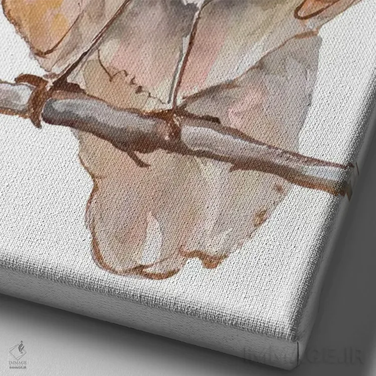 تابلو دکوراتیو جغد جزی اثر دیان آرت - نمای نزدیک بافت بوم