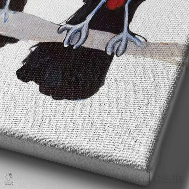 تابلو دکوراتیو دو توکان اثر دیان آرت - نمای نزدیک بافت بوم