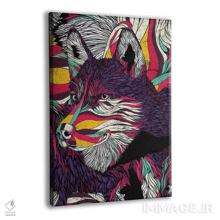 تابلو دکوراتیو هاسکی رنگی اثر دنی ایوان - نمای پرسپکتیو محصول