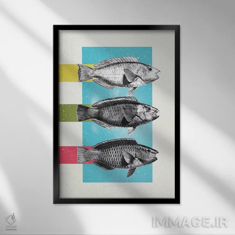تابلو دکوراتیو ماهی اثر دنی ایوان - نمای قابدار مشکی