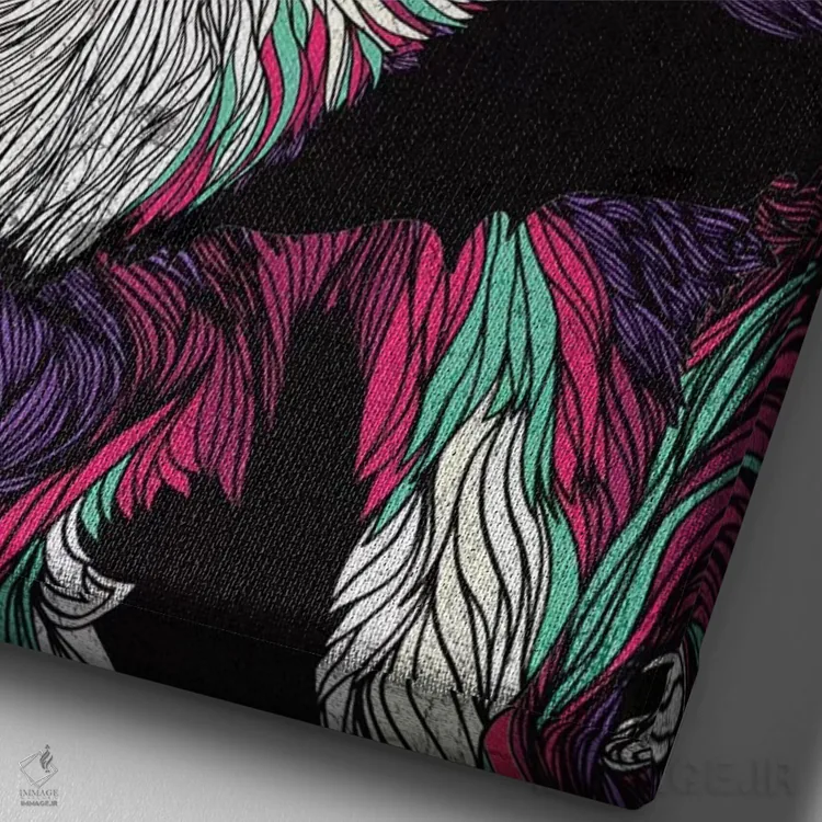 تابلو دکوراتیو هاسکی رنگی اثر دنی ایوان - نمای نزدیک بافت بوم