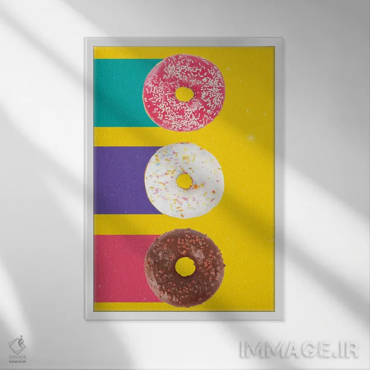 تابلو دکوراتیو دونات ها اثر دنی ایوان - نمای قابدار سفید