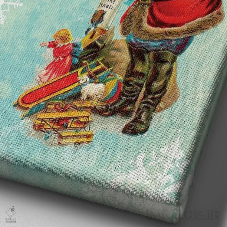 تابلو دکوراتیو کریسمس رنگارنگ VI اثر دوریوی - نمای نزدیک بافت بوم