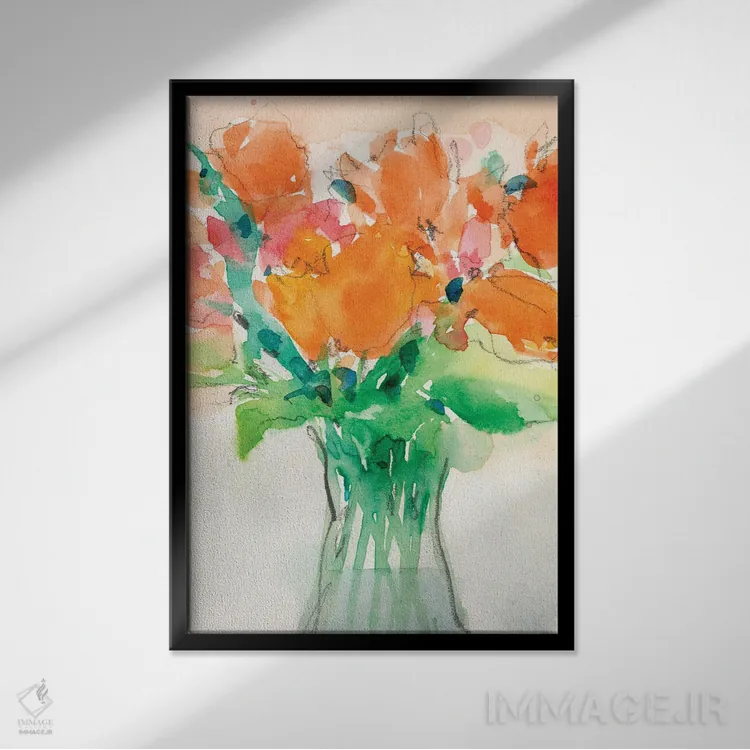 تابلو دکوراتیو دسته گل شاد I اثر ساموئل دیکسون - نمای قابدار مشکی