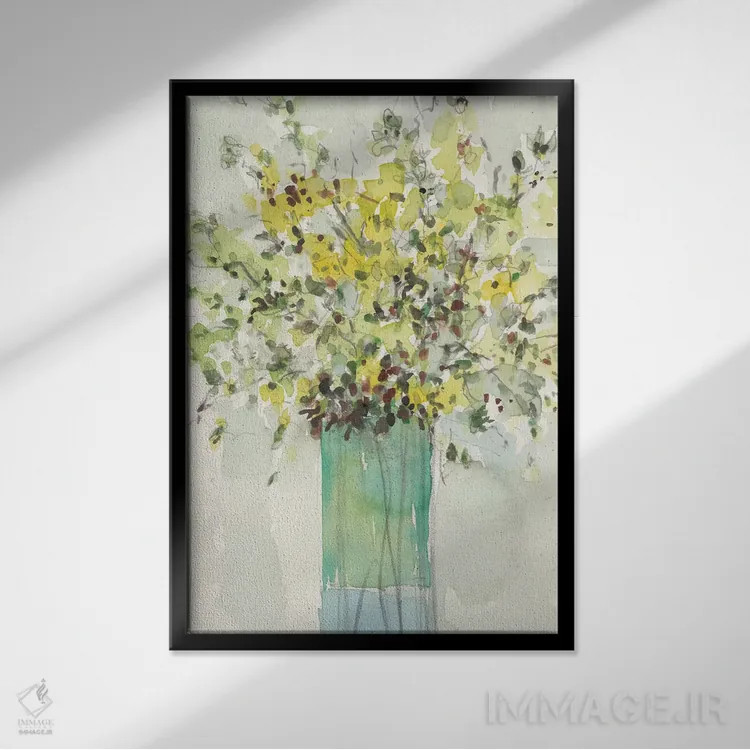 تابلو مدرن گلدان بلند II اثر ساموئل دیکسون - نمای قابدار مشکی