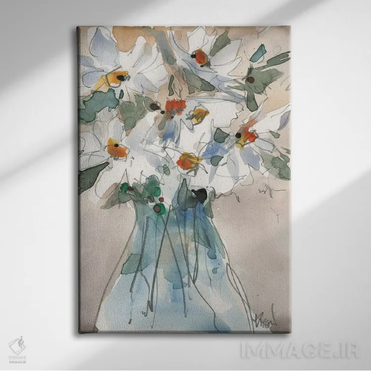 تابلو مدرن دید گل داوودی II اثر ساموئل دیکسون - نمای روبهرو روی دیوار